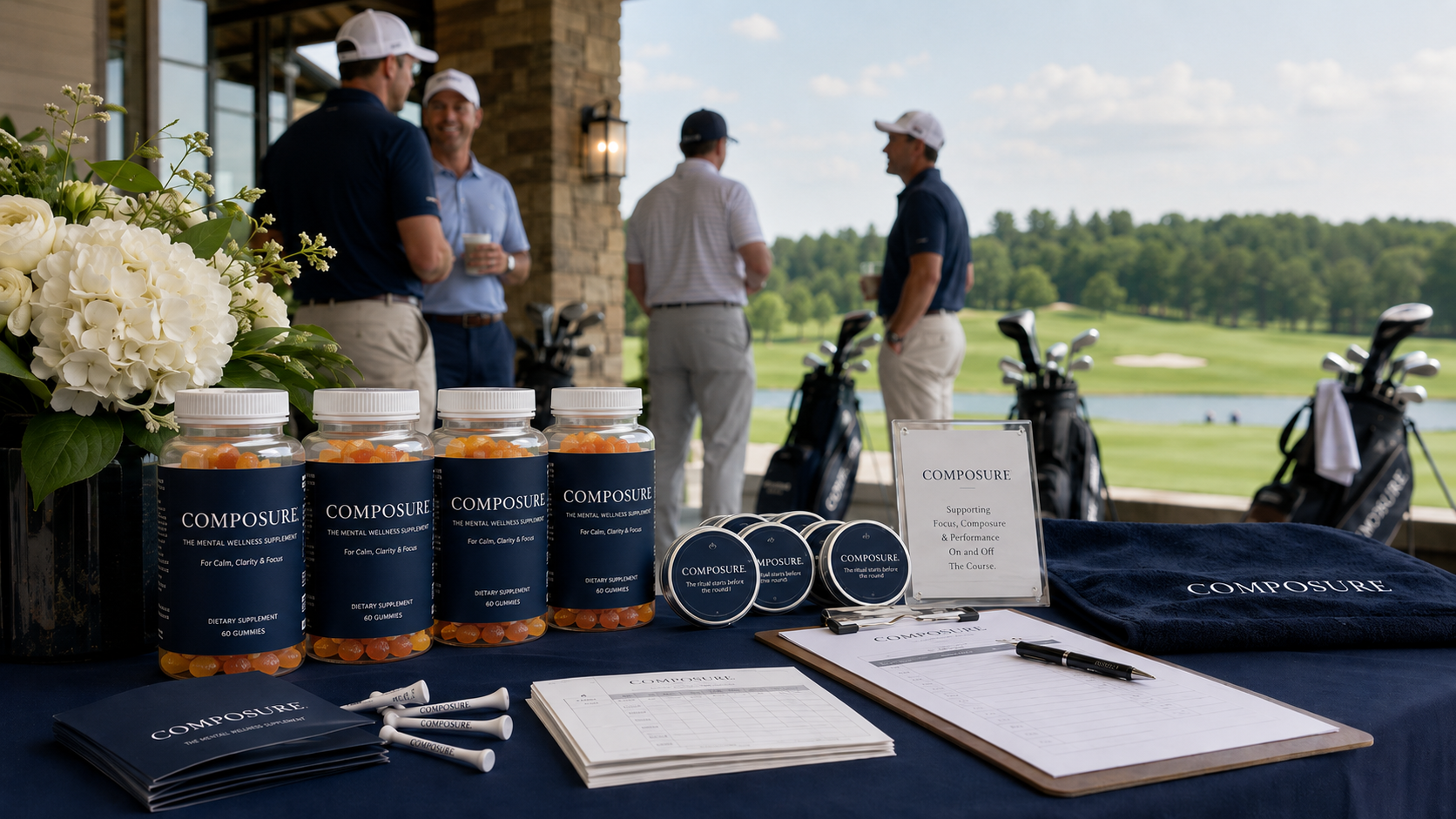 Composure event presentation arranged for guests at a golf day
